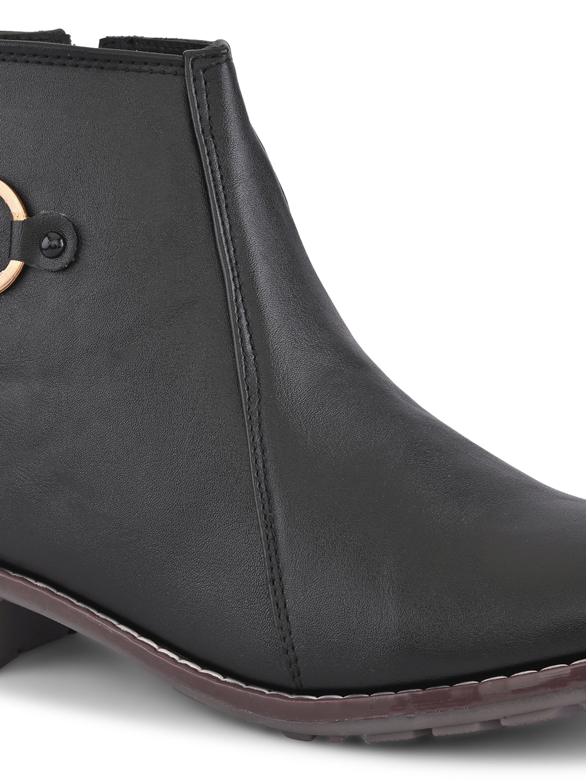 Side Zip Cushioned Low Block Heel Ankle Boots