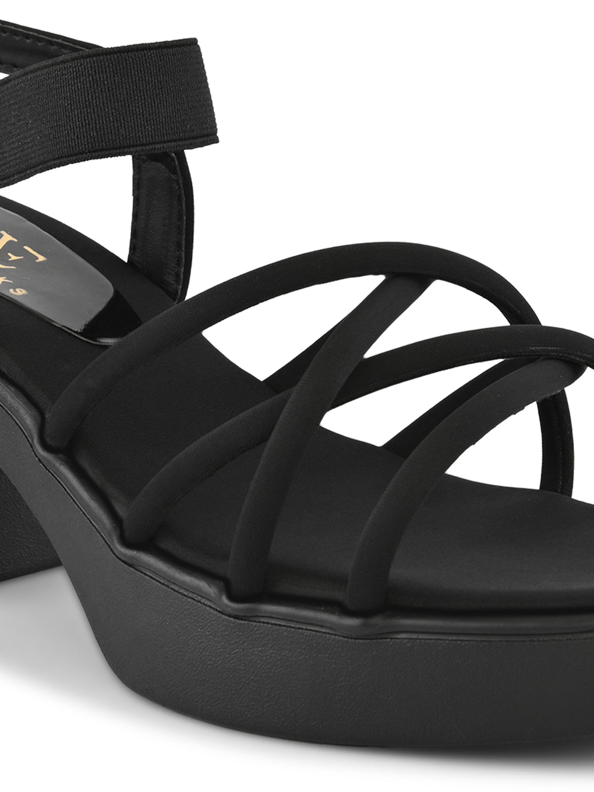 CROSS-STRAP ELASTIC BACK SUPPORT COMFORT BLOCK HEEL SANDALS
