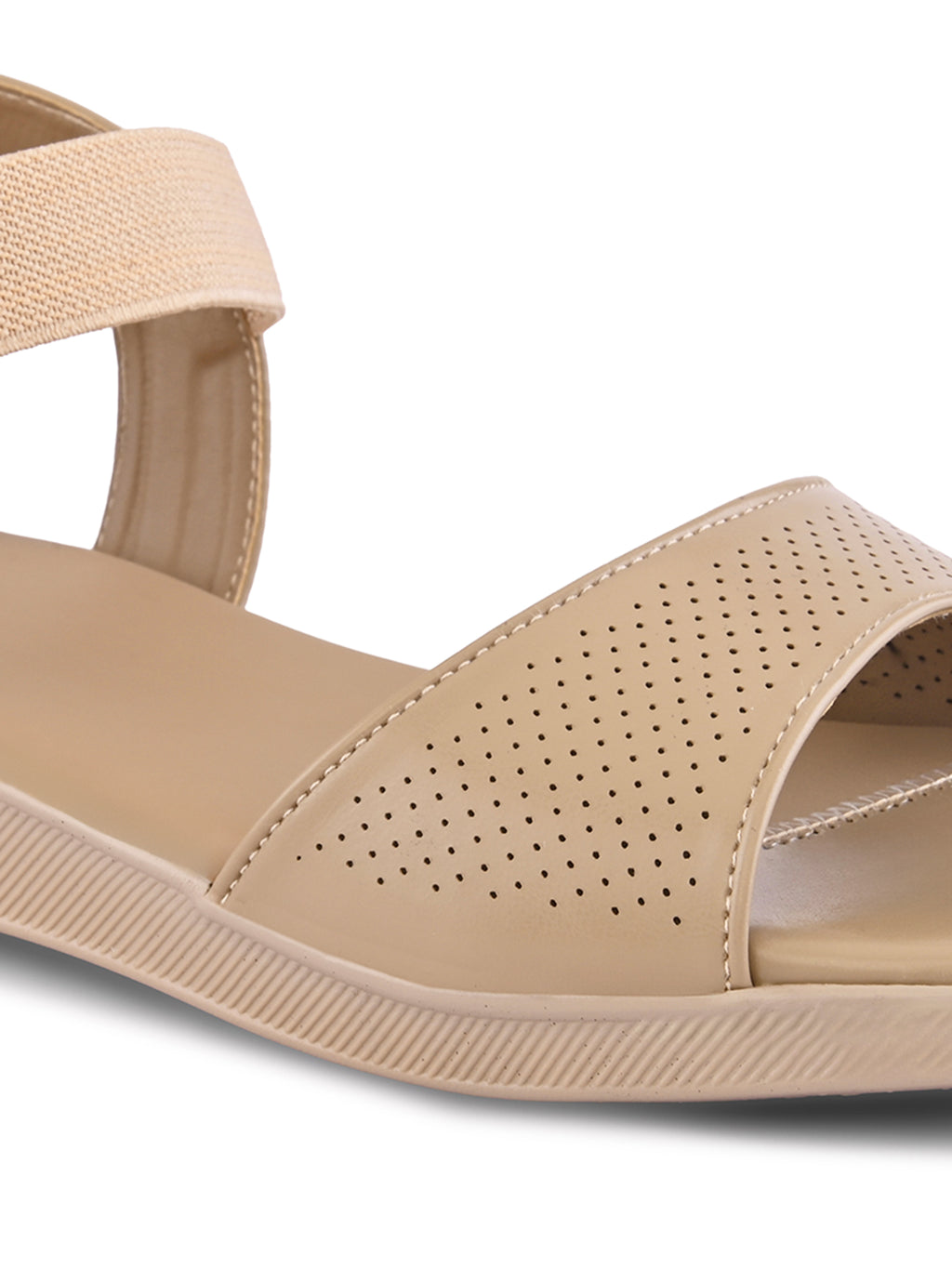 Perforated Strap Cushioned Slingback Flat Sandals
