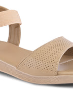 Perforated Strap Cushioned Slingback Flat Sandals