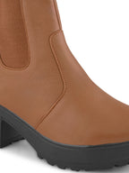 Minimalist Elastic Panel Chunky Block Heel Chelsea Boots