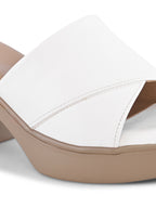 Cross Strap Cushioned Slip-On Block Heel Sandals