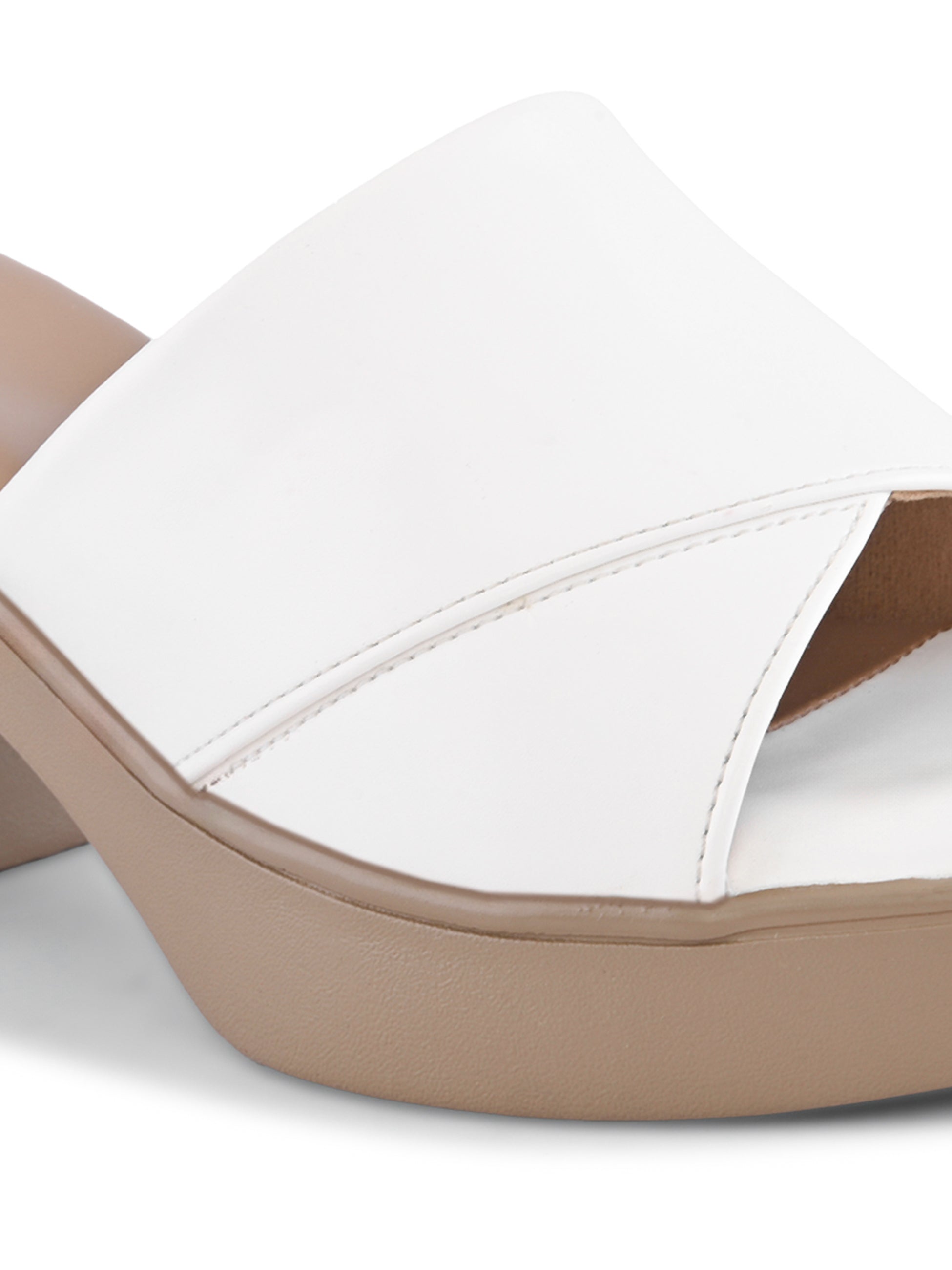 Cross Strap Cushioned Slip-On Block Heel Sandals