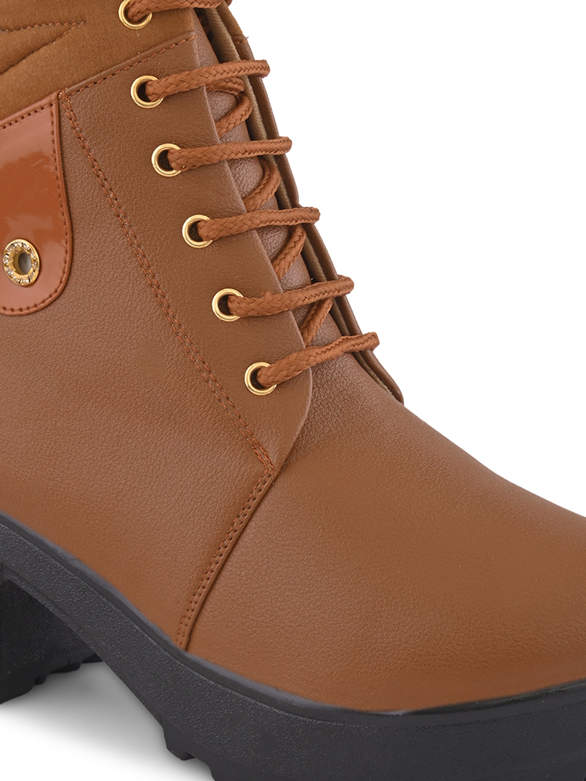 Lace-Up Pocket Detail Chunky Block Heel Ankle Boots