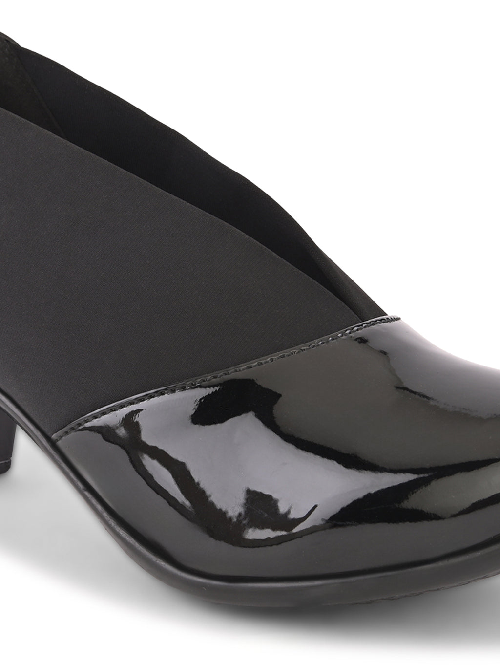 Elasticated Panel Glossy Finish Slip-On Pumps