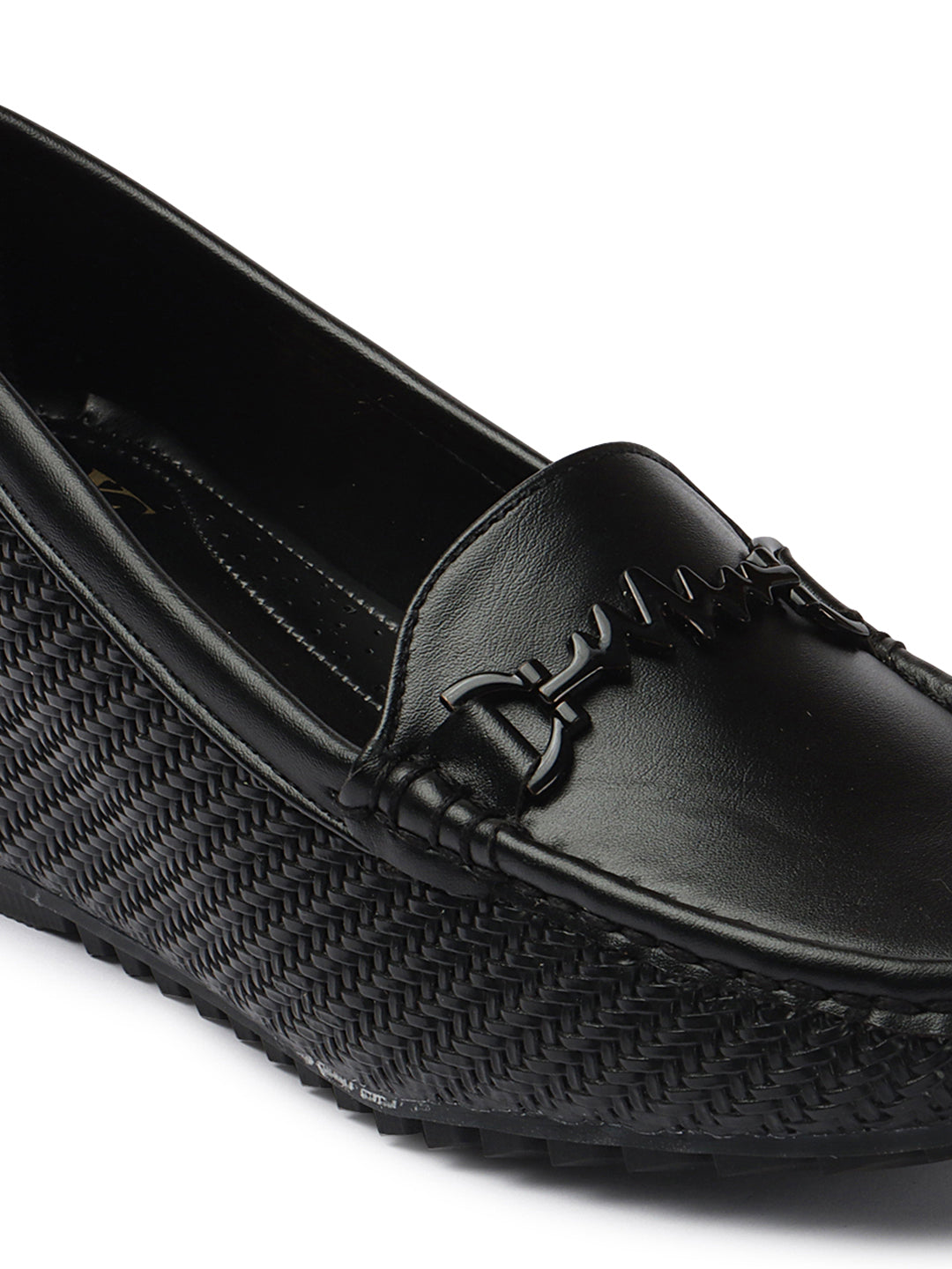 Textured Design Comfortable & Graceful Loafers With Heels