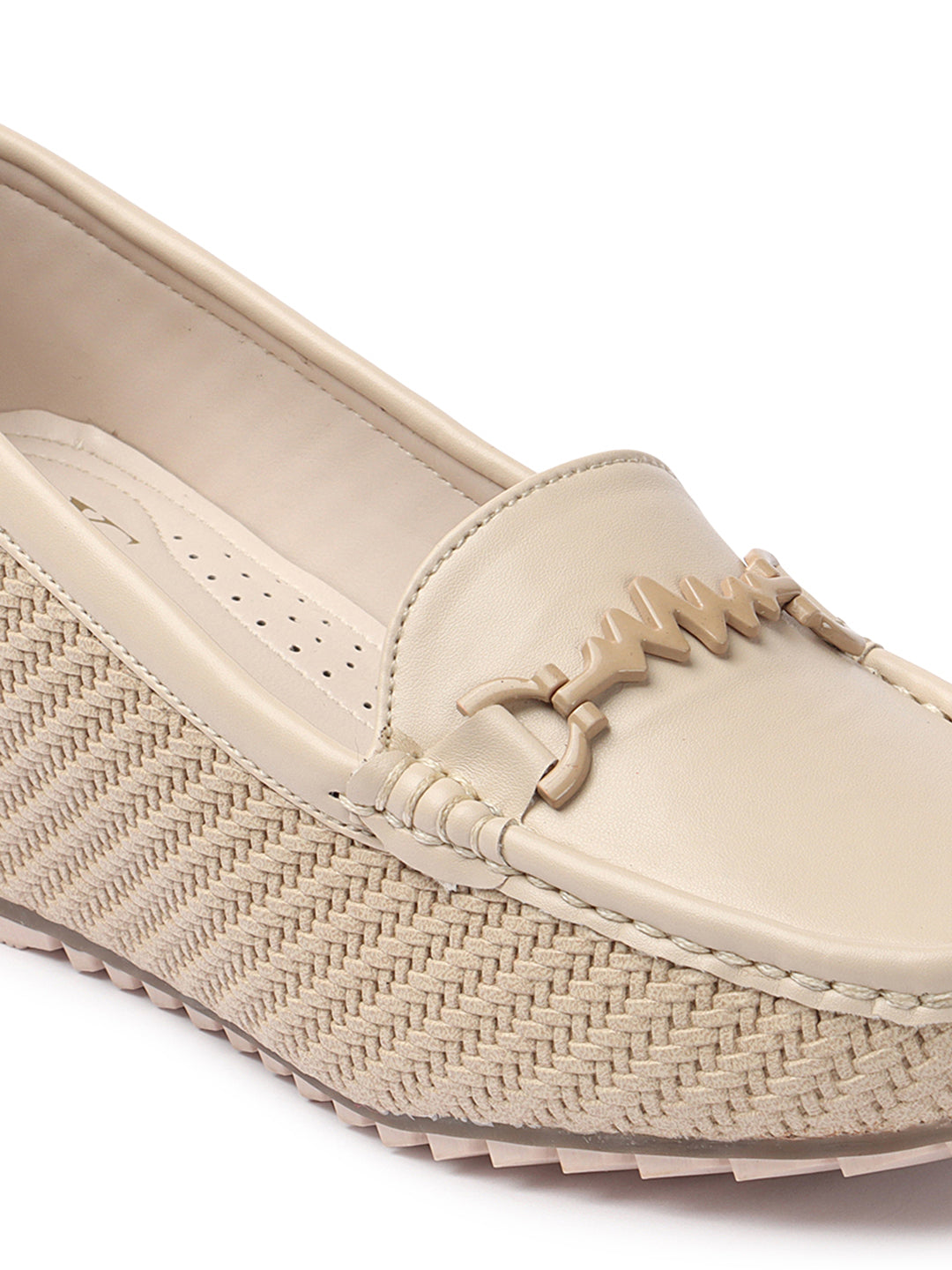 Textured Design Comfortable & Graceful Loafers With Heels