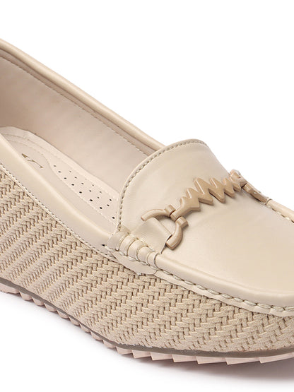 Textured Design Comfortable & Graceful Loafers With Heels