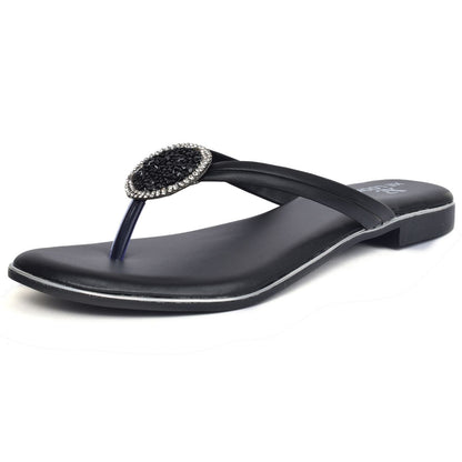 Stone Embellished Fashionable & Comfortable Flat Slippers