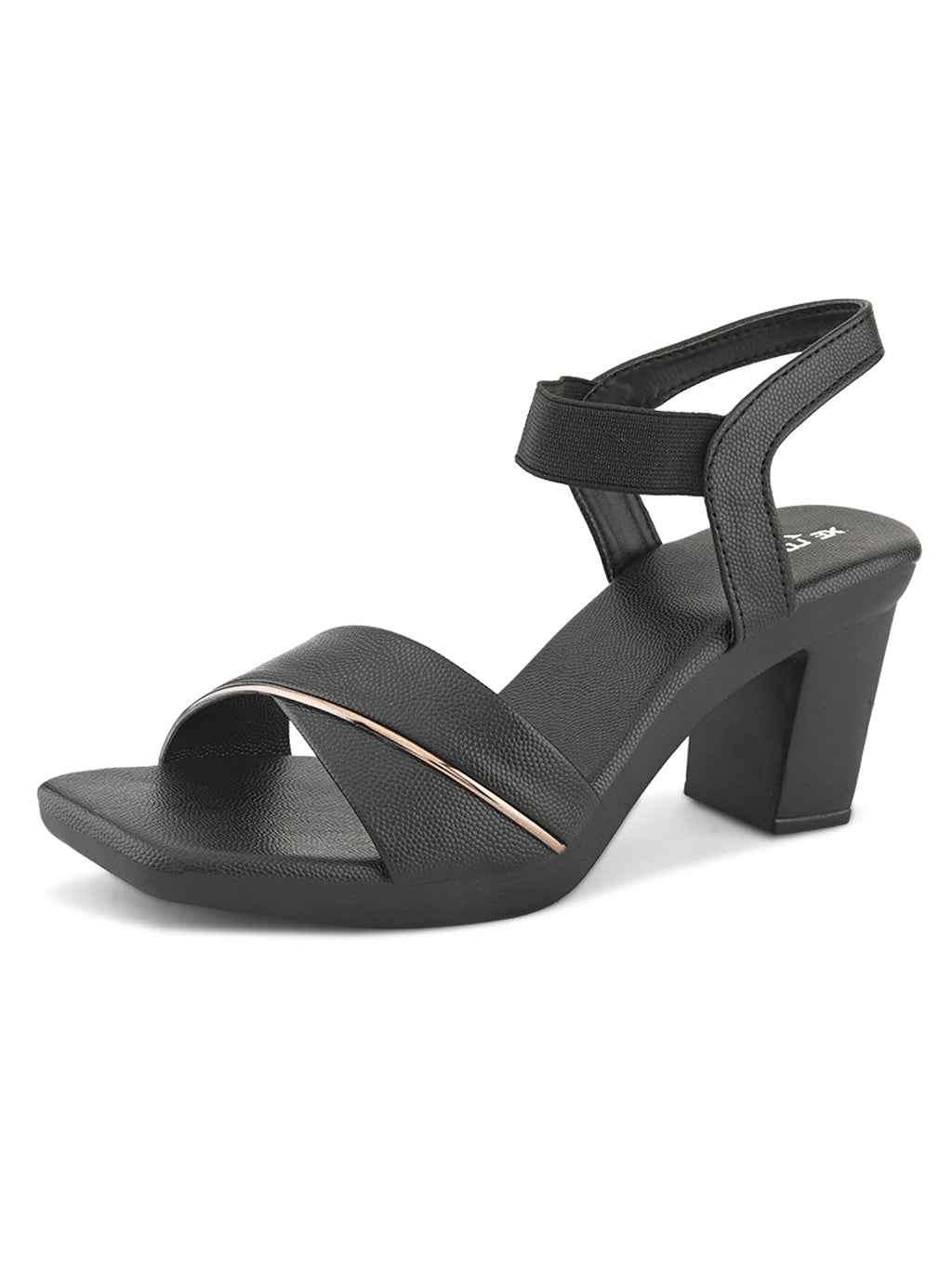 Elegant  heel with textured finish and ankle strap Heel Sandal