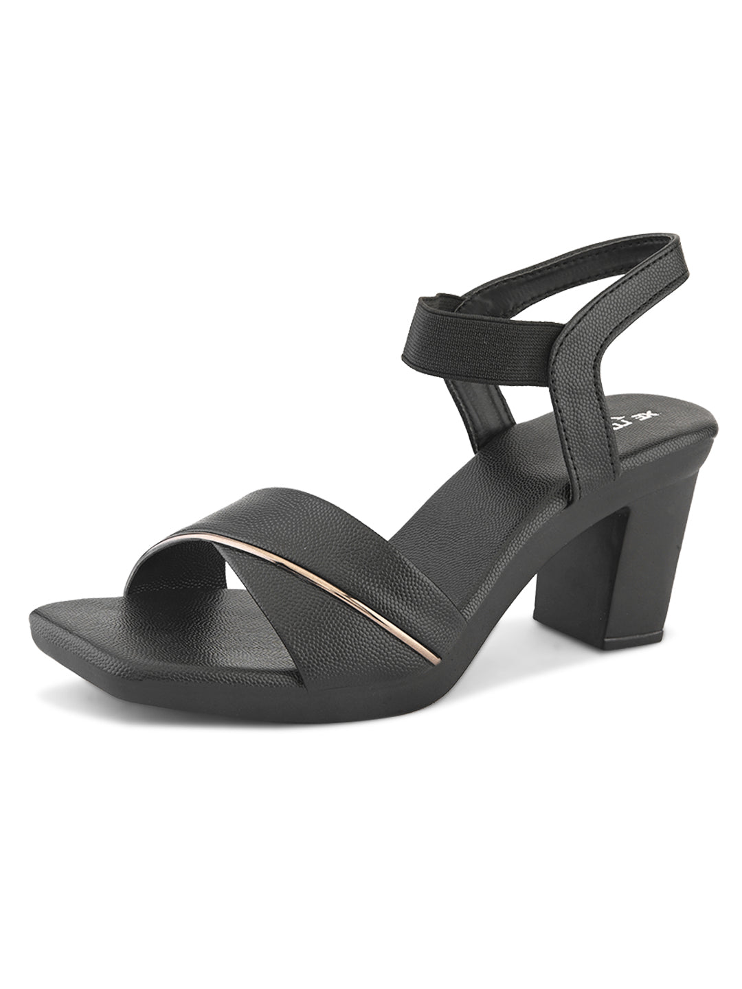 Elegant  heel with textured finish and ankle strap Heel Sandal