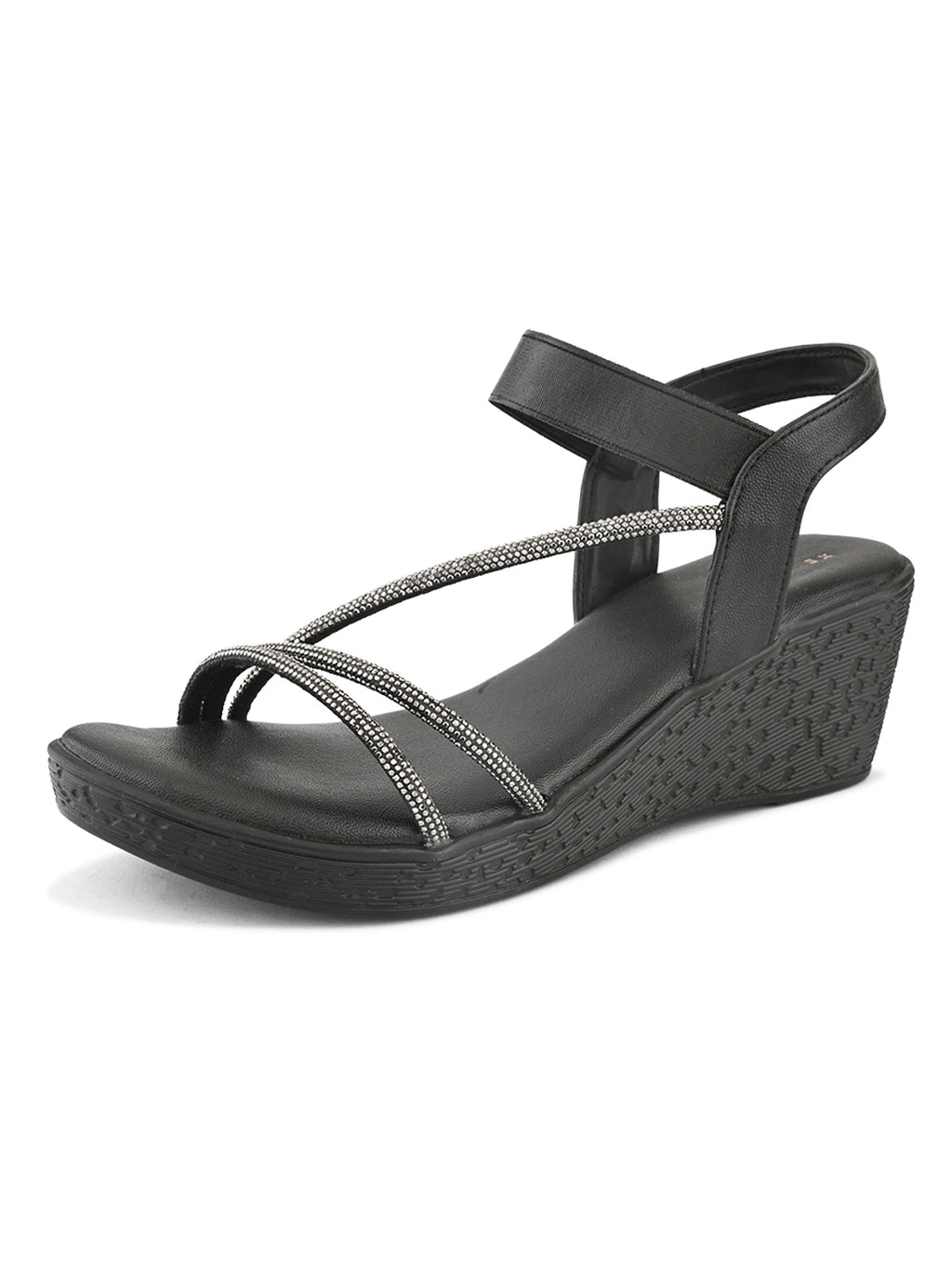 Stylish shimmer detailing straps Wedge Sandal