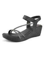 Stylish shimmer detailing straps Wedge Sandal