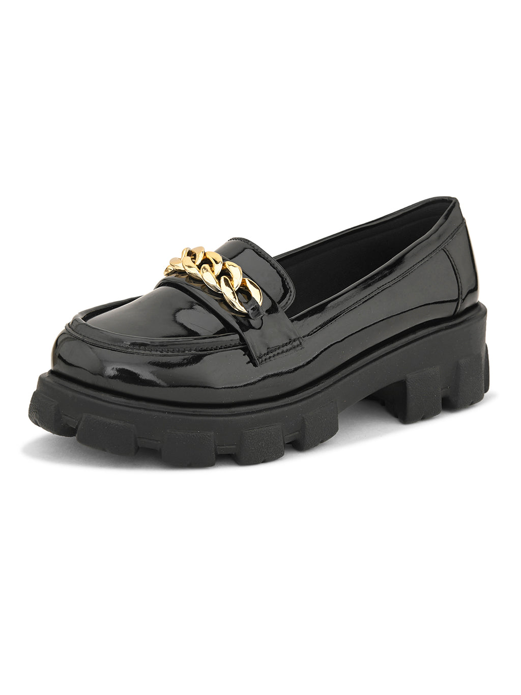 Glossy Chunky Sole Loafers