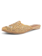 Embroidered Floral Cut-Out Design Mules