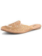 Embroidered Floral Cut-Out Design Mules