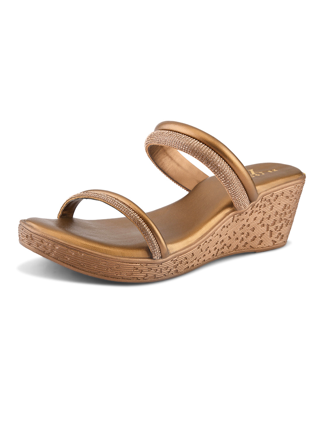 Shimmer dual straps With cushioned footbed Wedge Sandal