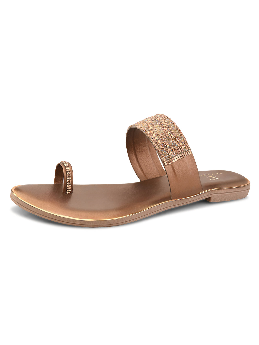 Elegant Embellished Toe-Ring Slip-On Flats