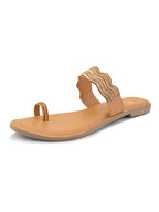 Stylish Ethnic Slip-On Flats with Sparkling Wavy Detailing