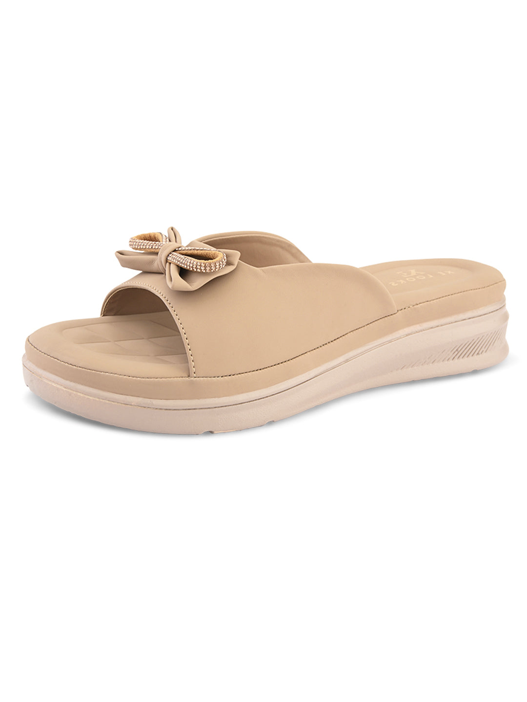 Sparkling bow embellishment Platform Slipper