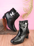 Comfortable & Attractive Black Block Heel Zipper Boots