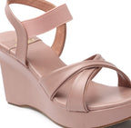 Chic & Comfortable Cross Strap Design Wedge Heel Sandals (3 Inches Heel)