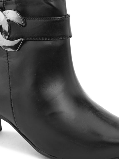 Comfortable & Attractive Block Heel Zipper Black Boots