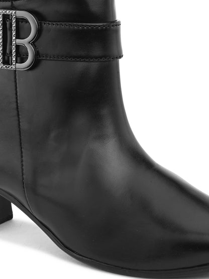 Comfortable & Trendy Block Heel Zipper Black Boots