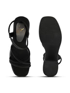 Soft Cushioned Elastic Strap Block Heel Sandals