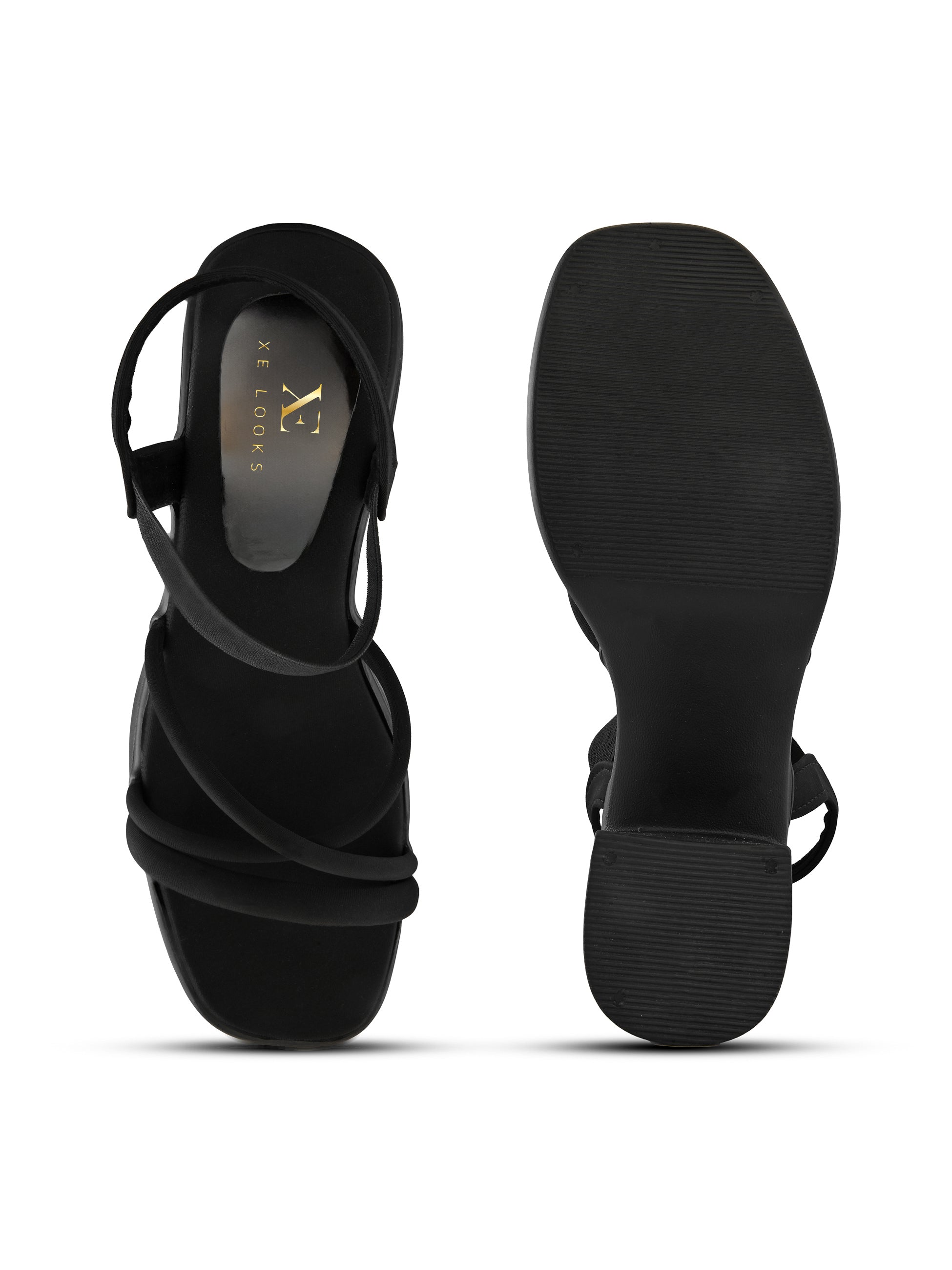 Soft Cushioned Elastic Strap Block Heel Sandals