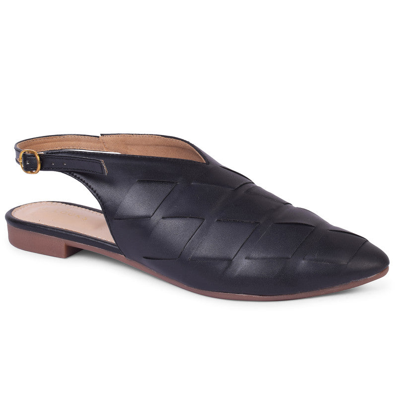 Textured Design Fashionable Back Open Ballerinas