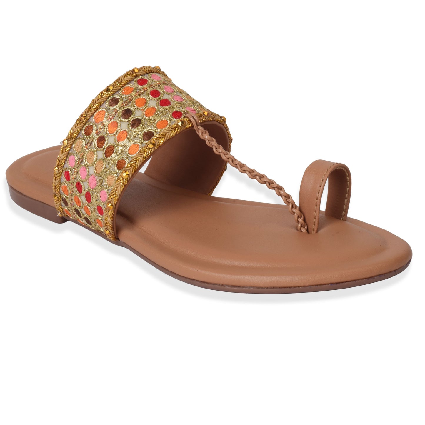 Chic & Graceful Ethnic Embroidered Design Flat Slippers