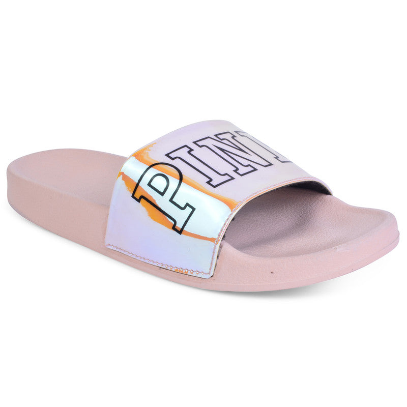 Chic & Urban Pink Printed Design Comfortable Sliders