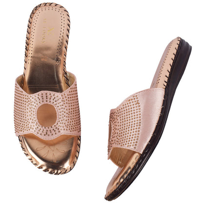 Elegant & Glamorous Siroski Design Comfortable Flat Slippers