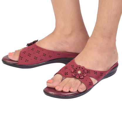 Flower Design Comfortable Stylish & Elegant Flat Slippers