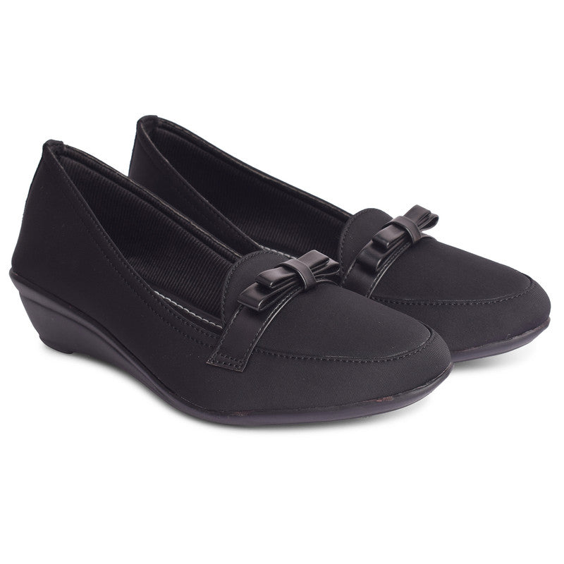 Elegant & Versatile Bow Design Wedge Heel Ballerinas