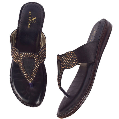 Glamorous & Trendy Siroski Design Comfortable Flat Slippers