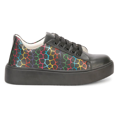 Colourful Pentagon Design 100% Vegan Leather Chunky Sneakers