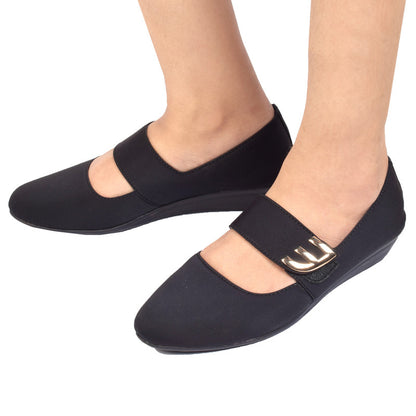 Classic & Timeless Stylish Buckle Wedge Heel Ballerinas