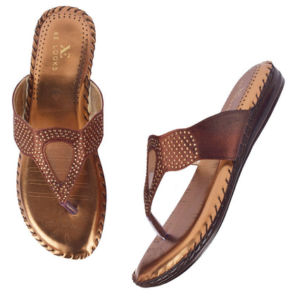 Glamorous & Trendy Siroski Design Comfortable Flat Slippers