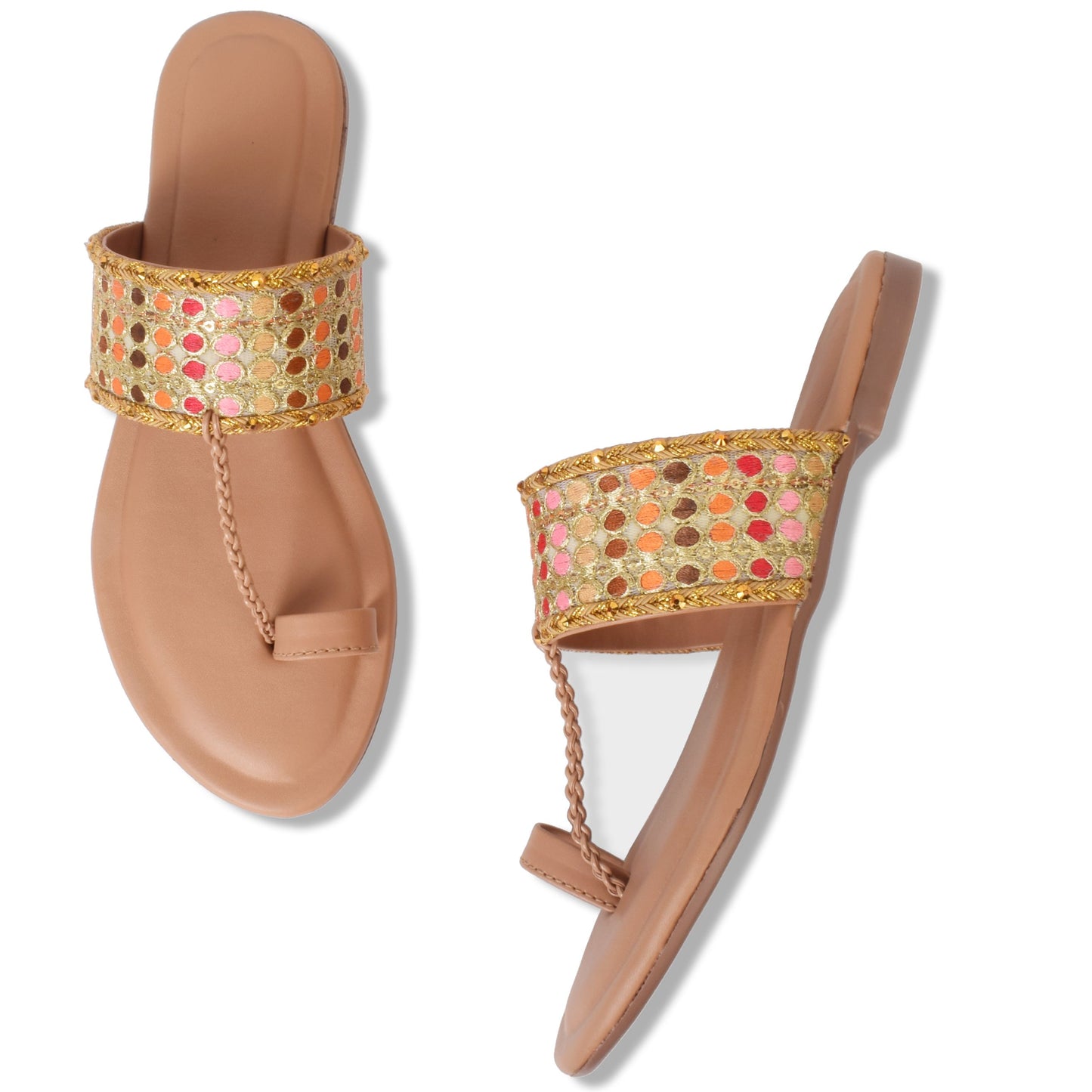 Chic & Graceful Ethnic Embroidered Design Flat Slippers