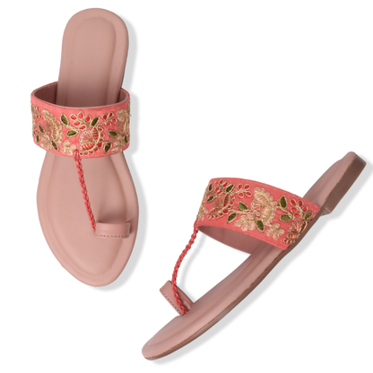 Elegant & Stunning Ethnic Embroidered Design Flat Slipper