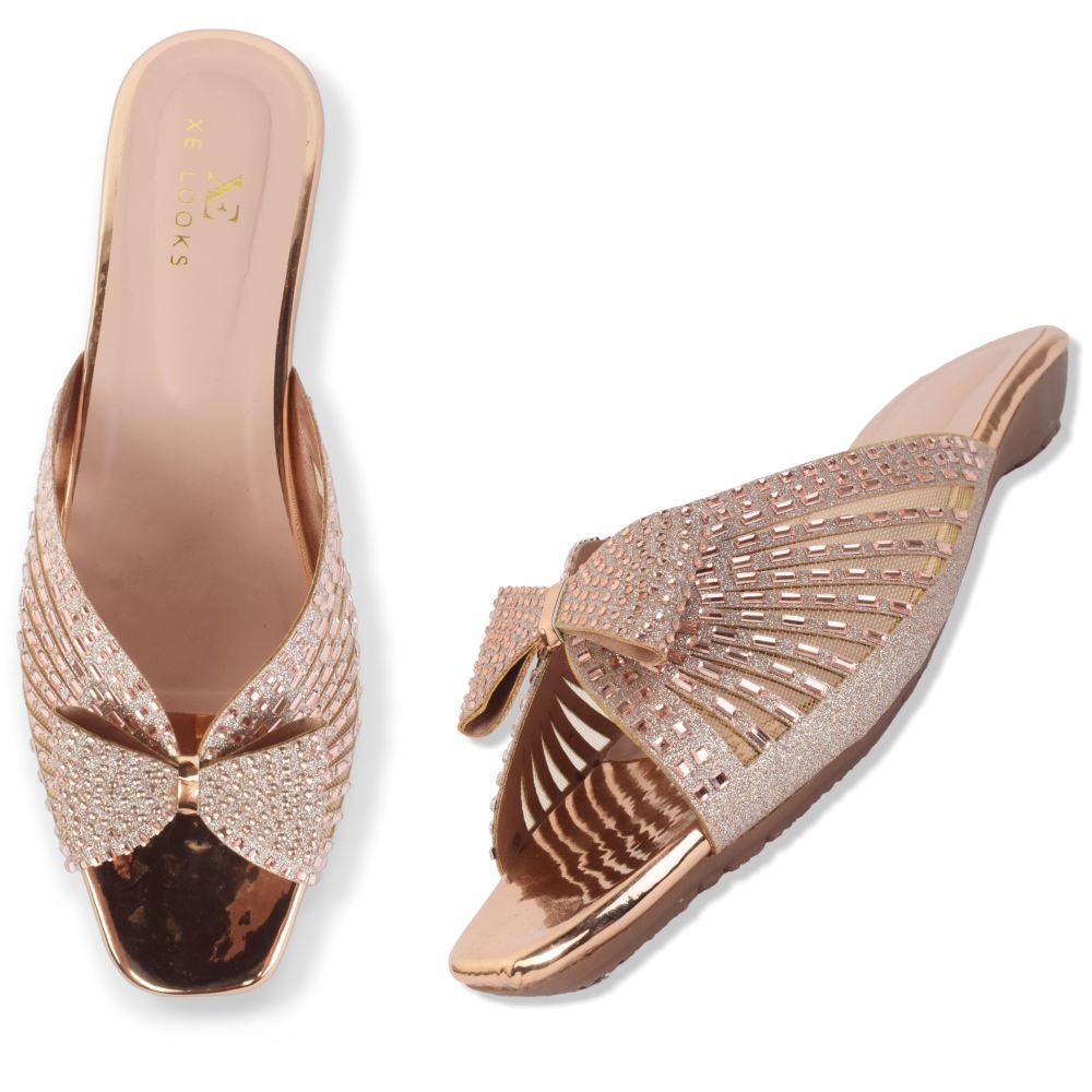 Elegant Stone Embellished Design Comfortable Flat Slippers