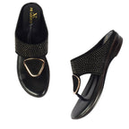 Chic & Timeless Siroski With Buckle Design Cushion Flat Slippers