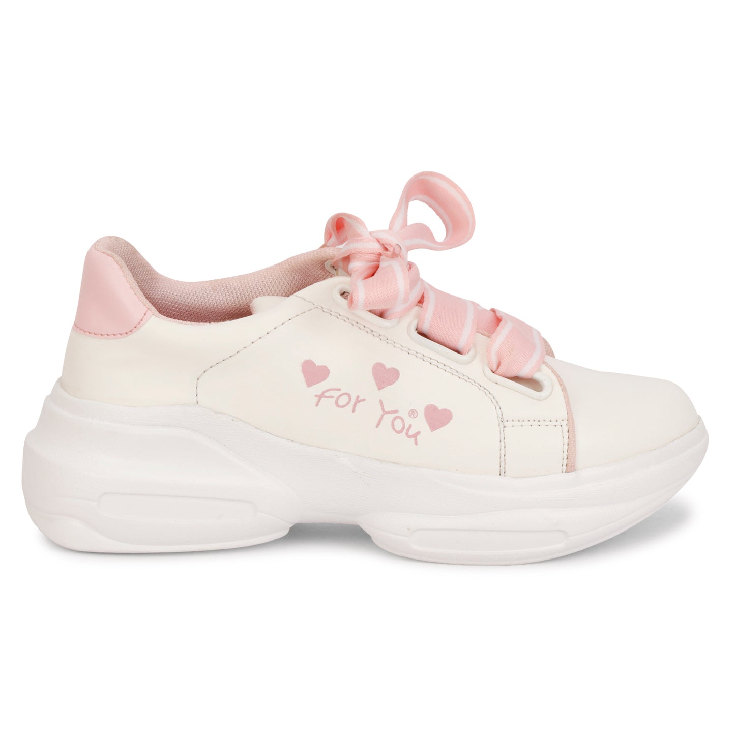 Cute & Comfortable Small Hearts Design 100% Vegan Leather Sneakers