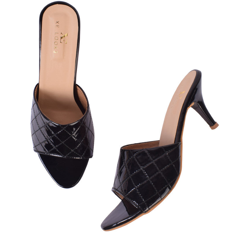 Chic & Classy Quilted Design Patent Leather Pencil Heels