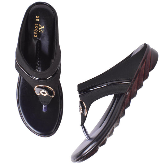 Classy & Timeless Comfortable Lycra Flat Slippers With Stylish Buckle