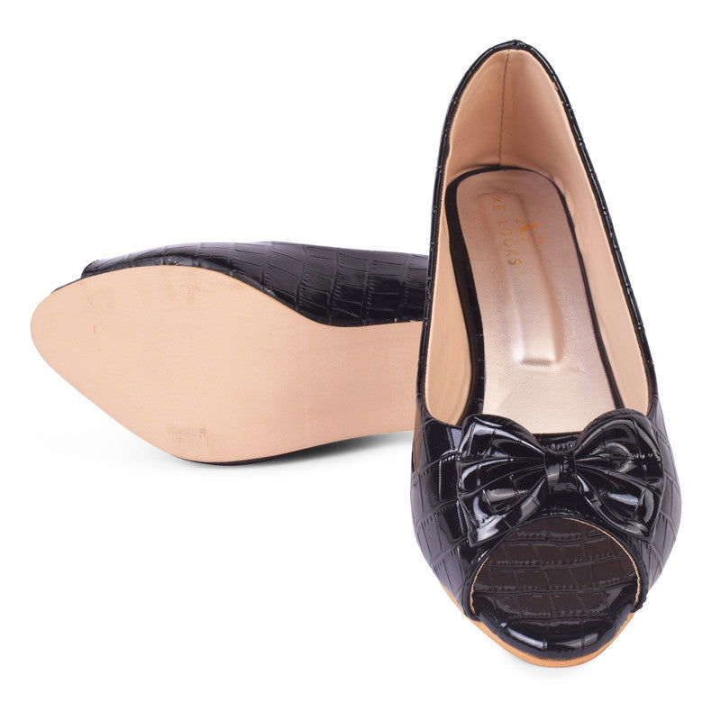 Classy & Poised Peep Toe Slip-On Cone Heeled Ballerinas