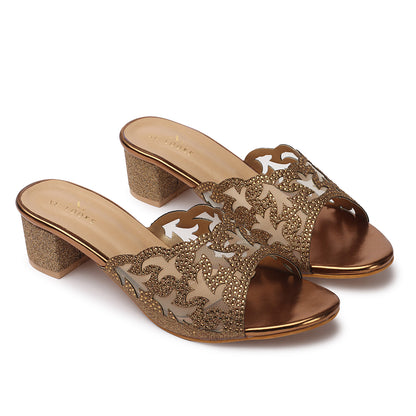 Comfortable & Stylish Siroski Slippers With Short Heels