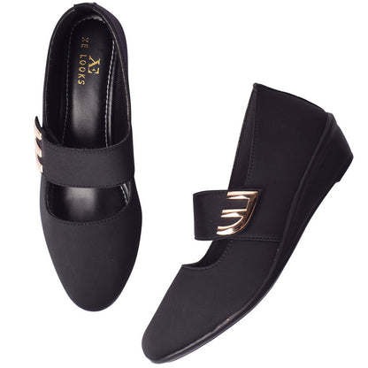 Classic & Timeless Stylish Buckle Wedge Heel Ballerinas